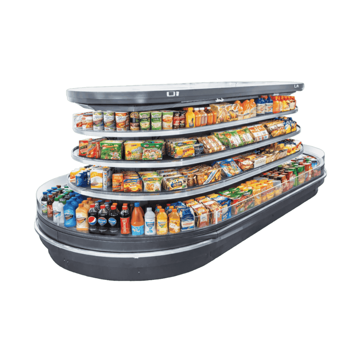 Semi Multideck Island Chiller Round Style - Remote dolu